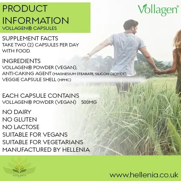Hellenia Vollagen 500mg - 60 Capsules - Vegan Collagen Hellenia Au supplements