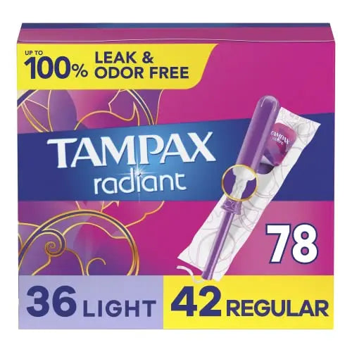 Tampax Radiant Tampons Multi Pack with LeakGuard Braid, Light/Regular Absorbency, Unscented, 26 Count Tampax Au supplements