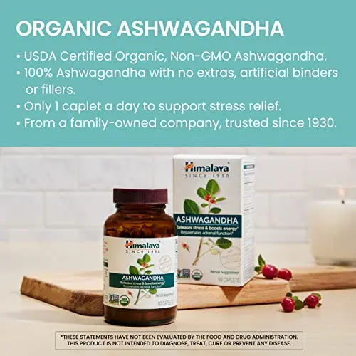 Himalaya Organic Ashwagandha, 60 Day Supply, Herbal Supplement for Stress Relief Himalaya Au supplements