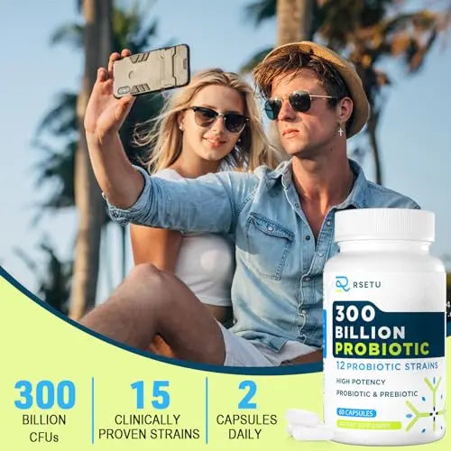 Probiotics for Women Men: 300 Billion CFU Probiotic High Potency + 12 Strains Organic RSETU Au supplements