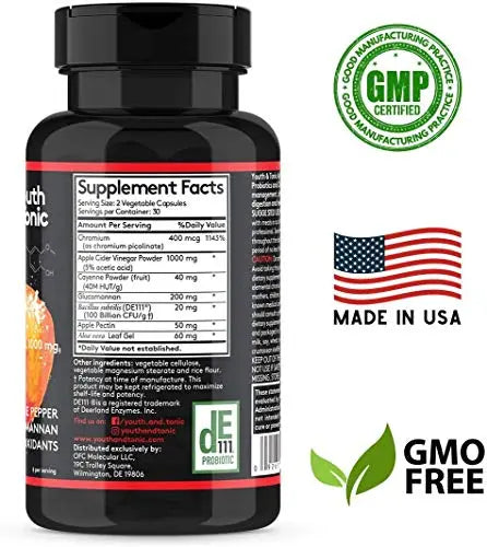 Youth & Tonic Natural Appetite Suppressant for Weight Loss / 1000 mg Apple Cider Youth & Tonic Au supplements