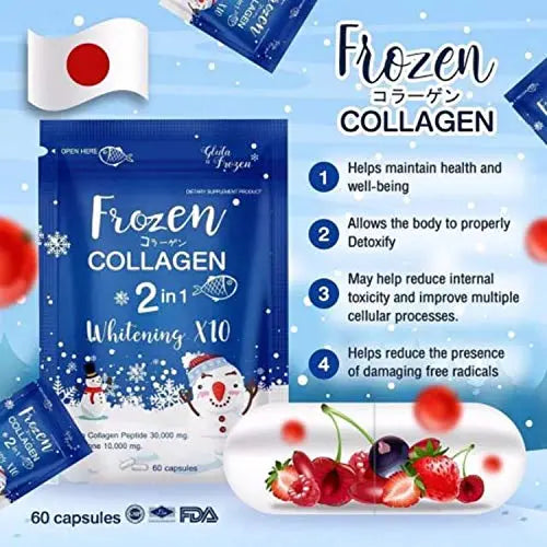 Frozen Collagen 2 in 1 Premium Collagen Peptide & Glutathione, 60 Capsules Frozen Collagen Au supplements
