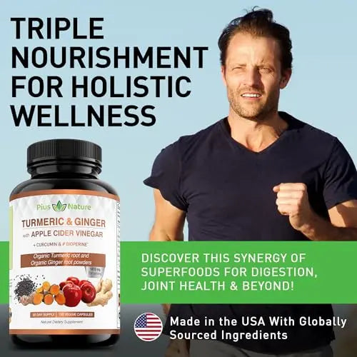 PIUS NATURE Turmeric Curcumin and Ginger with Apple Cider Vinegar, USDA Organic PIUS NATURE Au supplements