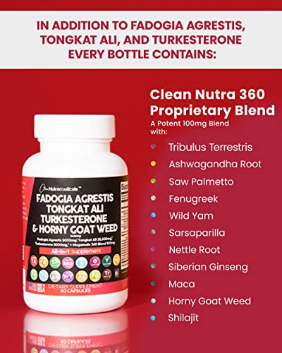 Fadogia Agrestis 5000mg Tongkat Ali 25000mg Turkesterone 5000mg Clean Nutraceuticals Au supplements