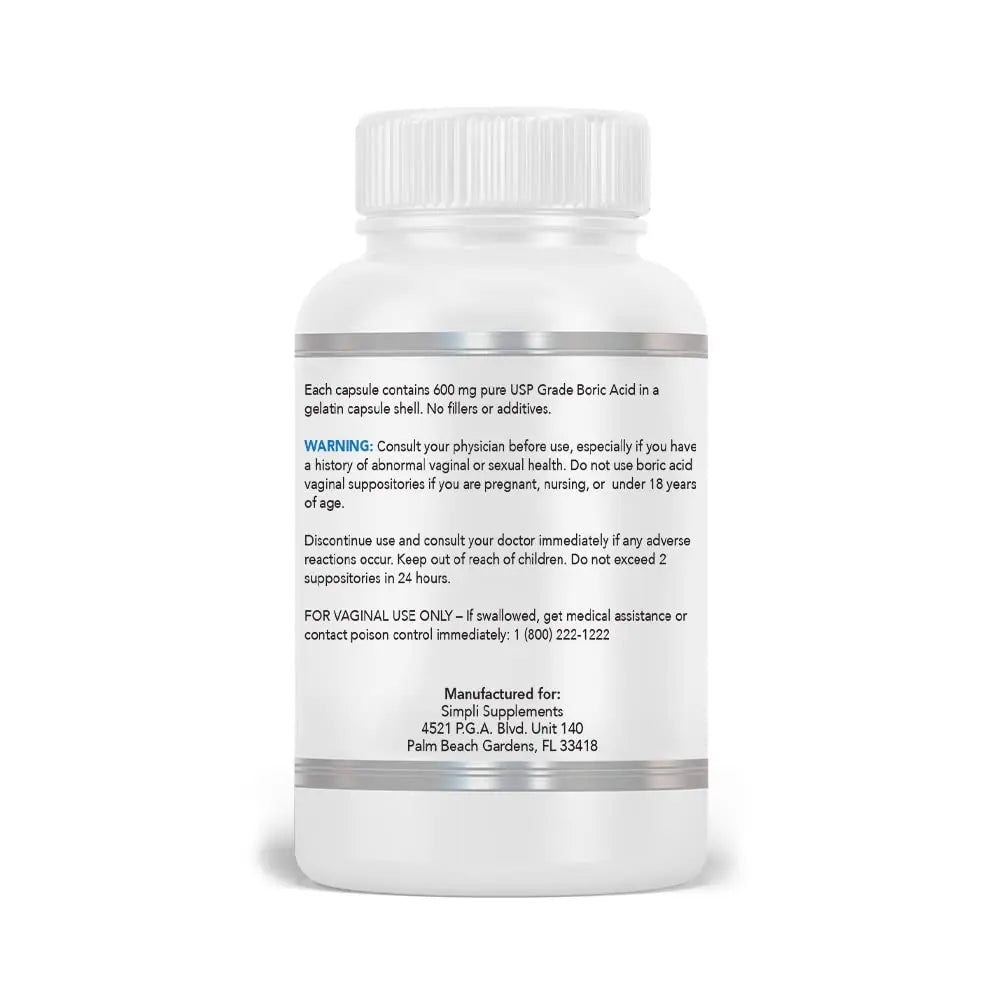 Simpli Supplements 60 Boric Acid Suppositories - Modern Support & Ancient Remedy - Scientifically Simpli Supplements Au supplements