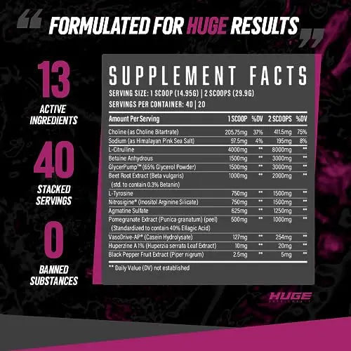 Huge Supplements Pump Serum, Stim Free Pre Workout and Nitric Oxide Booster Huge Supplements Au supplements