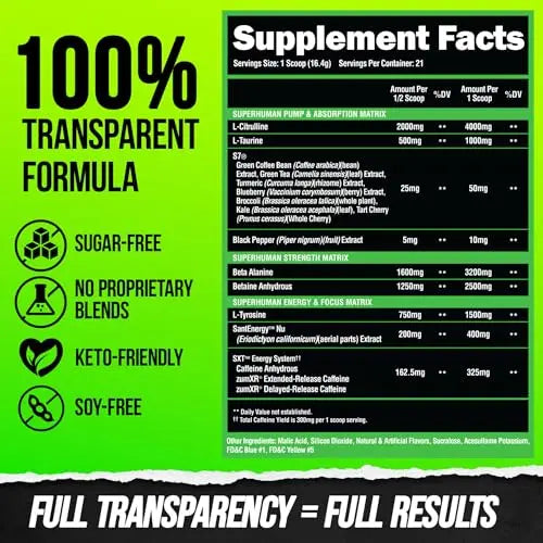 ALPHA LION Superhuman Pre Workout Powder, Beta Alanine, L-Taurine & Tri-Source Caffeine ALPHA LION Au supplements