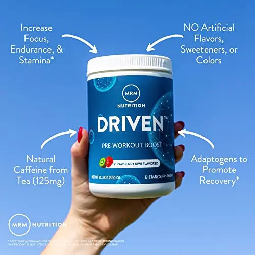 MRM Nutrition Driven Pre-Workout Powder | Mixed Berry Flavored | 125mg Caffeine | Pure MRM Au supplements