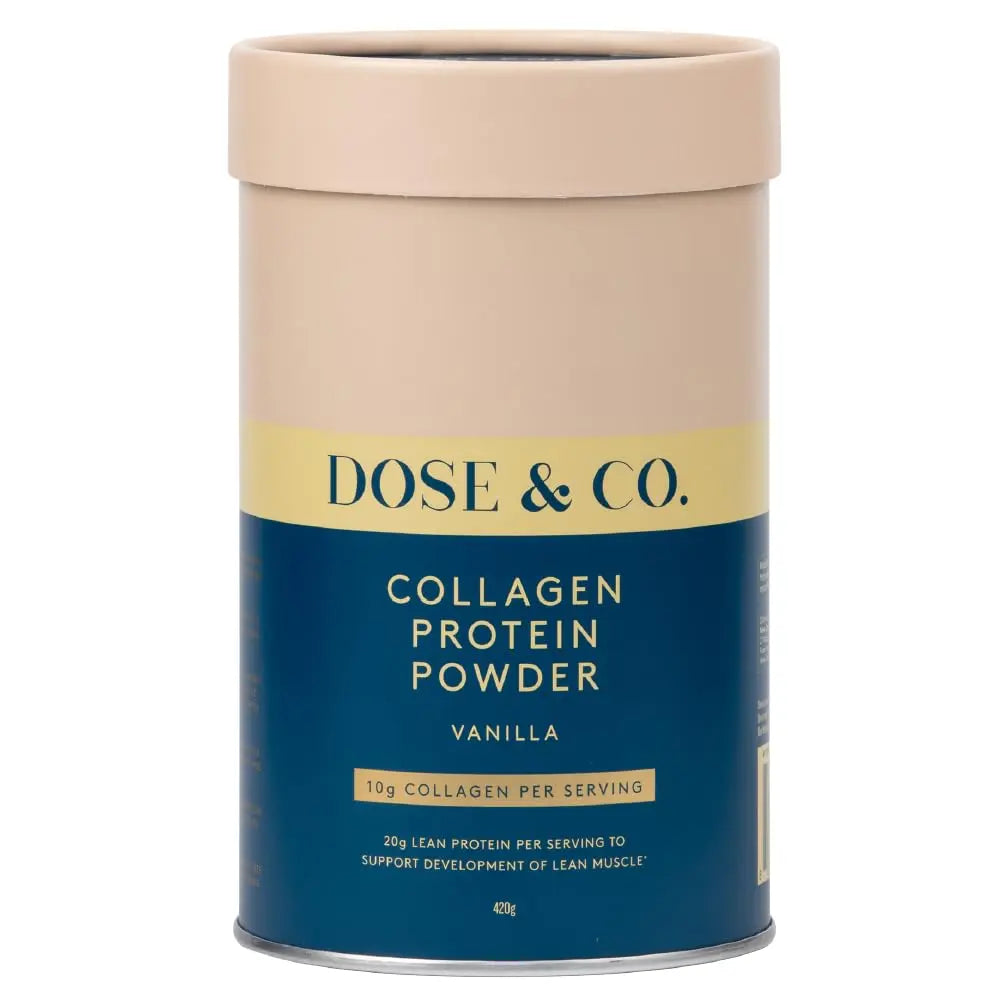 Dose & Co Collagen Protein Powder (Vanilla) 420g – Non-GMO, Gluten Free Collagen Peptides Supplement – 20g of Whey Protein, Vanilla DOSE & CO Au supplements