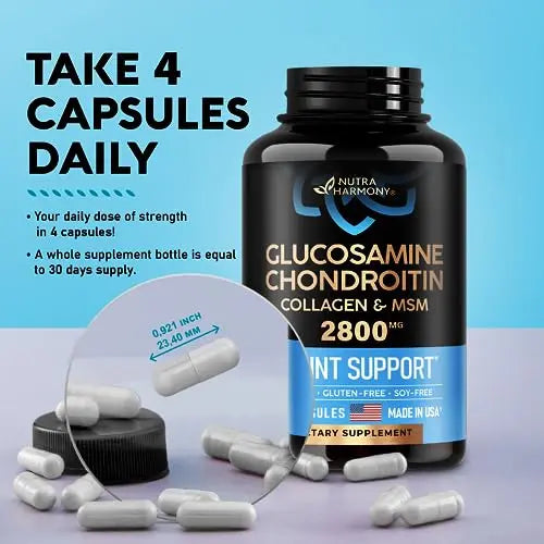 Glucosamine | Chondroitin | MSM | Collagen - 2800 mg Joint Support Supplement NUTRAHARMONY Au supplements
