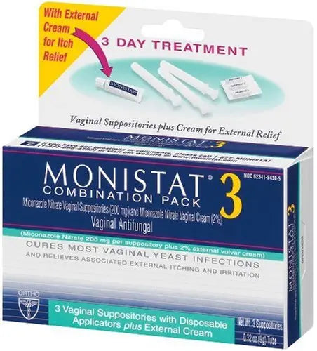 Monistat 3 Vaginal Antifungal Combination Pack, 3 Suppositories with Disposable Applicators Monistat Au supplements