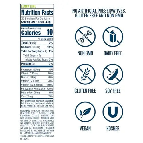 DripDrop Hydration - Zero Sugar Electrolyte Powder Packets Keto - Lemon Lime - 32 Count DripDrop Au supplements
