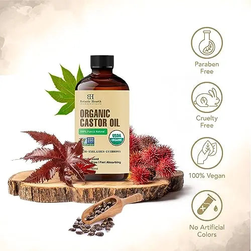 Botanic Hearth Castor Oil | USDA Certified Organic |100% Pure & Hexane Free | Cold Pressed | Growth Botanic Hearth Au supplements