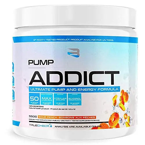 BELIEVE Pump Addict Ultimate Pre-Workout and Energy Formula Sour Peach, 550 g Believe Au supplements