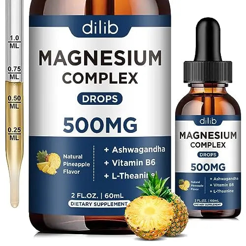 Triple Magnesium Complex Supplement-Magnesium Glycinate, Citrate, Malate Liquid Drops dilib Au supplements