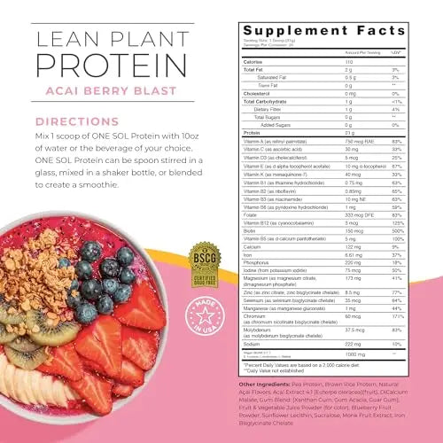 One Sol Protein Powder, Lean & Low Carb, No Bloating, Gluten Free, Lactose-Free One Sol Au supplements