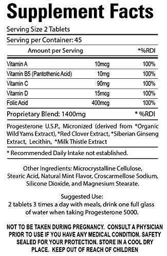 Organic Farm Vitamins Progesterone 5000 - Body glandular System Dietary Supplement, 100% Natural Progesterone Pills - Formula to Balance Hormones - progesterone Supplement, 90 Tablets Organic Farms Vitamins Au supplements