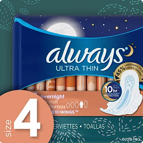 Always Ultra Thin Size 4 Overnight Pads With Wings Unscented, 14 Count (3700030165) Always Au supplements