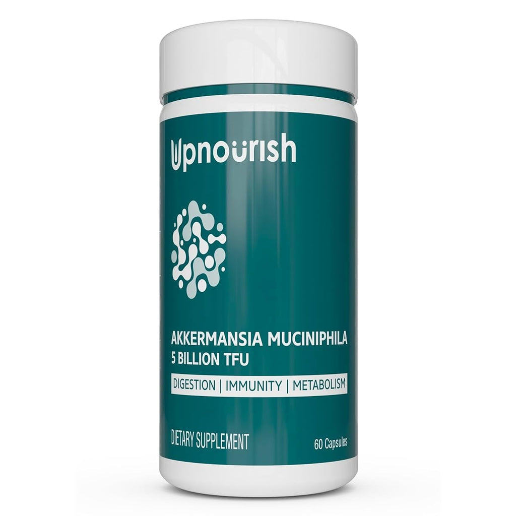 UpNourish Probiotics for GLP-1 Support, 5 Billion TFU Akkermansia Muciniphila for Digestive Health, Leaky Gut, Immunity and Metabolic Health, Prebiotics and Probiotics for Women and Men, 60 Capsules UpNourish Au supplements