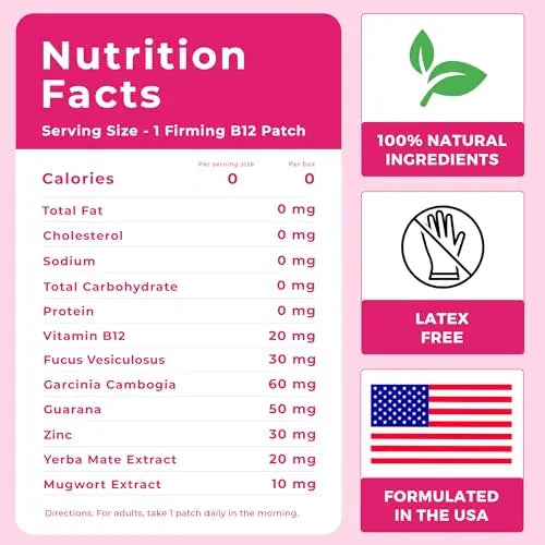 Firming B12 Patches (Pack of 36) - 100% Natural Vitamin Patches for Women, Energy & Body Support Spirit Patches Au supplements