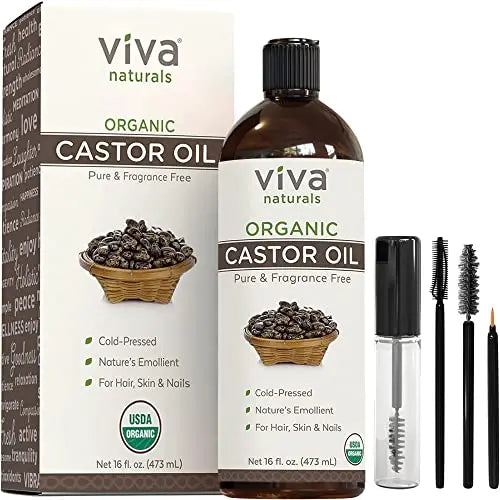 Viva Naturals Organic Castor Oil, 16 fl oz - Cold Pressed Castor Oil for Skin, Hair and Lashes - Traditionally Viva Naturals Au supplements