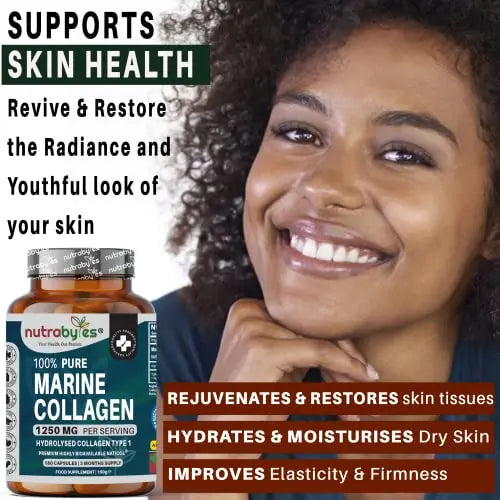 High Strength Marine Collagen Capsules - 1250mg Hydrolysed Collagen Supplement NUTRABYTES Au supplements