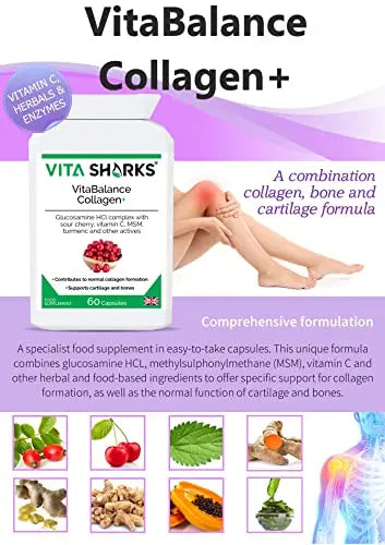 VitaBalance Collagen+ 60 Capsules for Skin, Hair, Nails, Joints & Connective Tissue Vita Sharks Au supplements