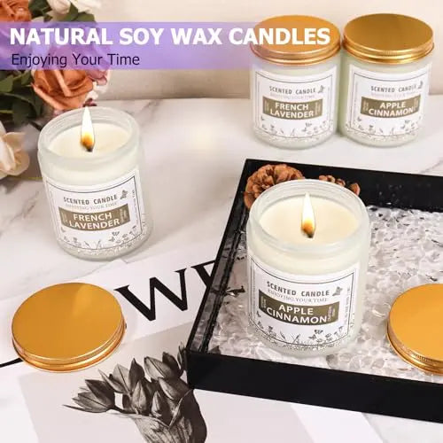 4 Pack Candles for Home Scented, Lavender & Cinnamon Candles Gifts for Women, 28 oz 200H Long zsaltt Au supplements