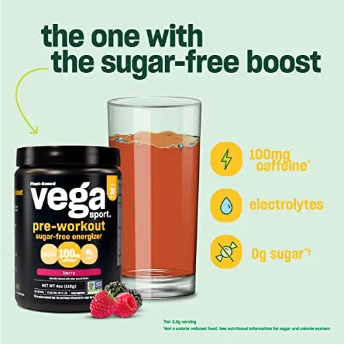 Vega Sport Sugar Free Pre-Workout Energizer, Berry - Pre Workout Powder for Women Vega Au supplements
