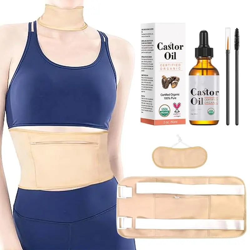 R3 KAYOIL Castor Oil Packs - Organic and Reusable Packs for Stomach and Neck Set R3 KAYOIL Au supplements