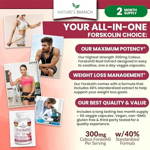 Premium 100% Ultra Pure Forskolin for Weight Loss Max Strength w/ 40% Standardized Nature's Branch Au supplements