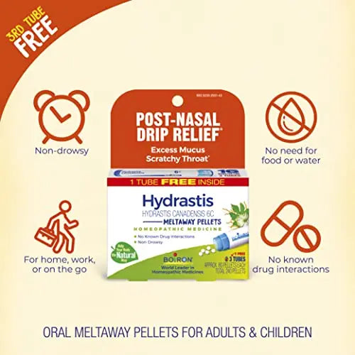 Boiron Hydrastis Canadensis 6C Homeopathic Medicine for Post-Nasal Drip Relief, Excess Mucus Boiron Au supplements