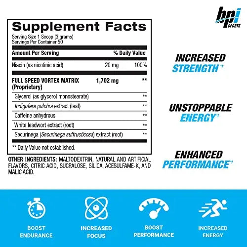 BPI Sports 1.M.R Vortex Pre Workout Powder, Non Habit Forming, Sustained Energy & Nitric BPI Sports Au supplements
