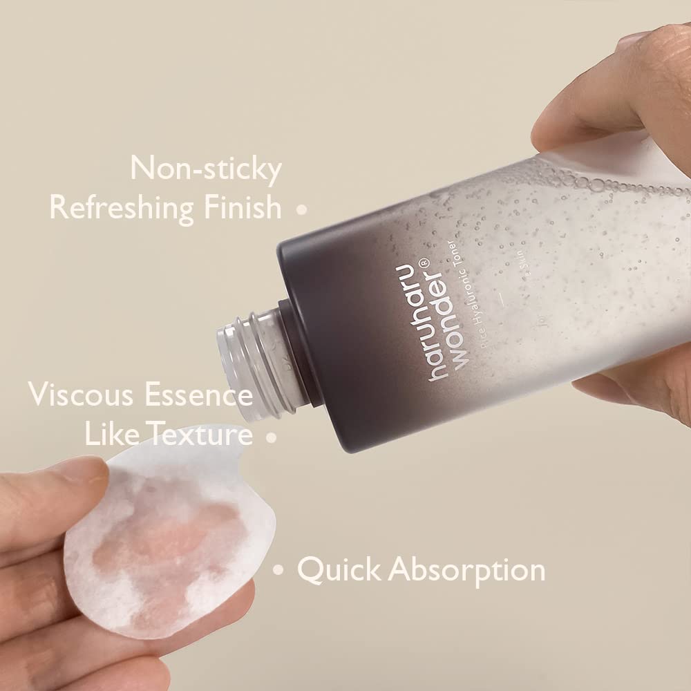 haruharu Wonder Black Rice Hyaluronic Toner for Sensitive Skin, Alcohol Free, Fragrance Free, Deep Hydration