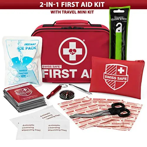 Swiss Safe 2-in-1 First Aid Kit (120 Piece) + Bonus 32-Piece Mini Kit Swiss Safe Au supplements