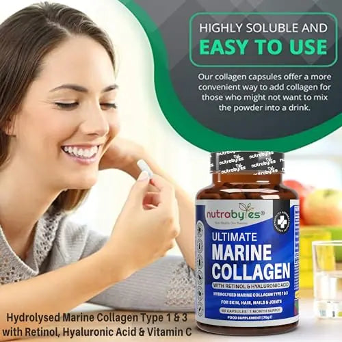 High Strength Marine Collagen with Hyaluronic Acid, Retinol and Vitamin C NUTRABYTES Au supplements