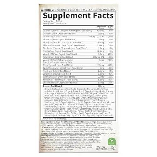 Garden of Life Organics Multivitamin for Women - Women's Once Daily Multi - Whole Food Multi with Iron, Biotin, Vegan Organic Womens Multivitamin for Health Garden of Life Au supplements