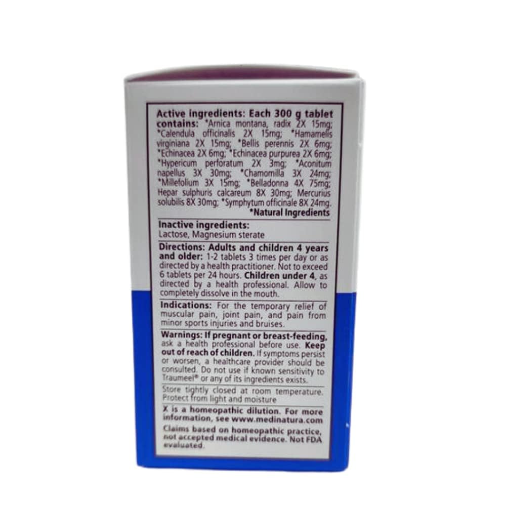 MediNatura Traumeel Homeopathic Arnica + 13 Active Ingredients for Muscle, Joint, Back, Arthritis, Injury, Exercise Related Pain & Soreness - Made in Germany - 100 Tablets MediNatura Au supplements