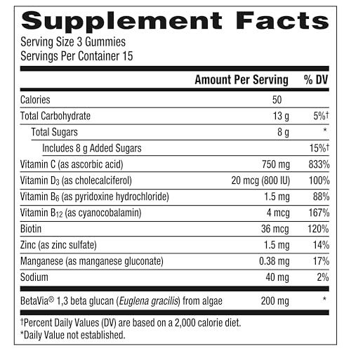 Emergen-C Immune+ Triple Action Immune Support Gummies, BetaVia (R), 1000mg Vitamin C, B Vitamins, Vitamin D and Antioxidants