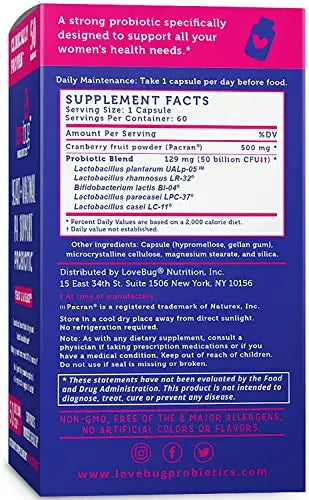 Lovebug Yeast + Vaginal pH Support | Clinically Studied Ingredients for Yeast & UTIs lovebug PROBIOTICS Au supplements