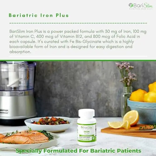 BariSlim Iron Plus Capsules - Formulated for Patients After Weight Loss Surgery Including BariSlim Au supplements