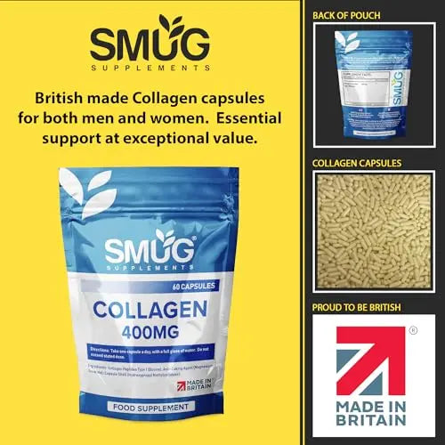 SMUG Supplements Collagen Capsules - 60 High Strength 400mg Pills - Promotes Healthy Skin SMUG Supplements Au supplements