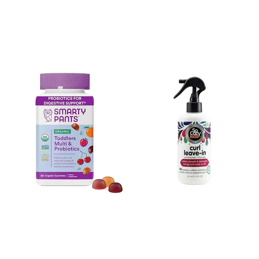 SmartyPants Organic Toddler Multivitamin Gummies & So Cozy Leave in Conditioner for Kids' Curly Hair, 60 Count SmartyPants Au supplements