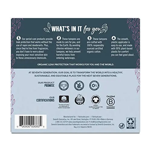 SEVENTH GENERATION Free & Clear Super Tampons with Applicator, 18 CT Seventh Generation Au supplements
