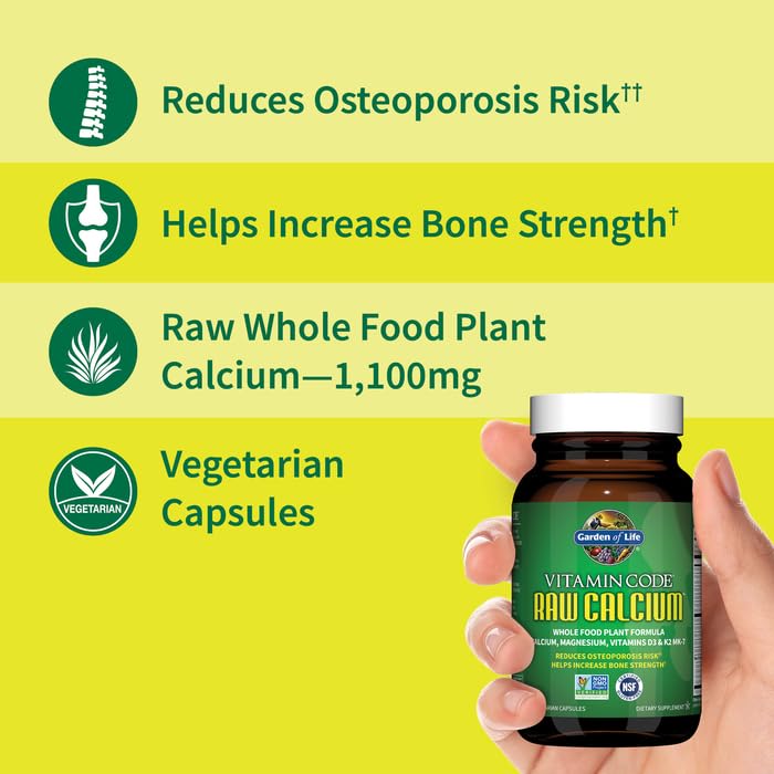 Garden of Life Raw Calcium Supplement for Women and Men - Vitamin Code Made from Whole Foods with Magnesium, K2, Vitamin D3 and Vitamin C