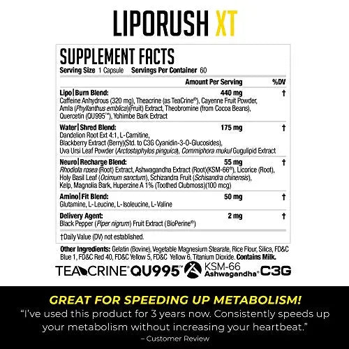 LIPORUSH NDS Nutrition XT - Concentrated Thermogenic with L-Carnitine & Teacrine LIPORUSH Au supplements