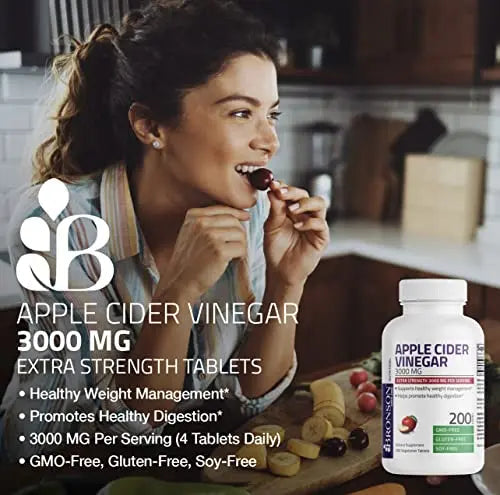 Bronson Apple Cider Vinegar 3000 MG per Serving Extra Strength - Non-GMO, 200 Vegetarian Bronson Au supplements