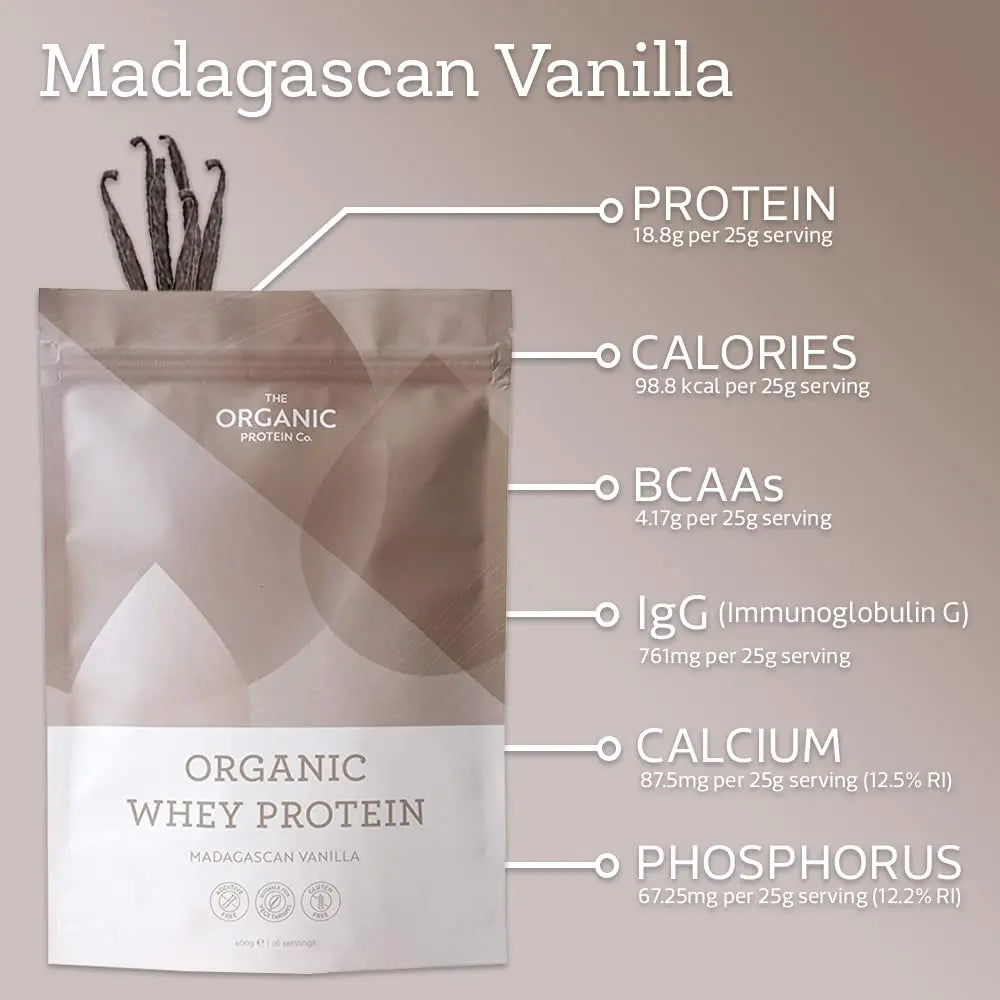The Organic Protein Co. - Madagascan Vanilla Organic Whey Protein Powder The Organic Protein Company Au supplements
