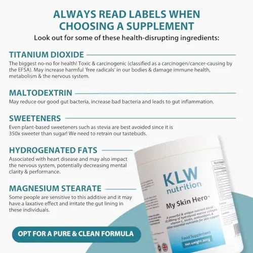Marine Collagen Powder 10,000mg - with Vitamin C, Zinc, Biotin, Hyaluronic Acid - No fillers, sweeteners or additives KLW Nutrition Au supplements