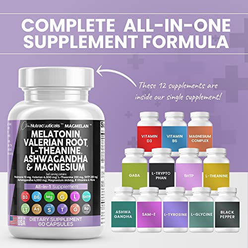 Melatonin 10mg Valerian Root 6000mg L Theanine 200mg Ashwagandha Clean Nutraceuticals Au supplements